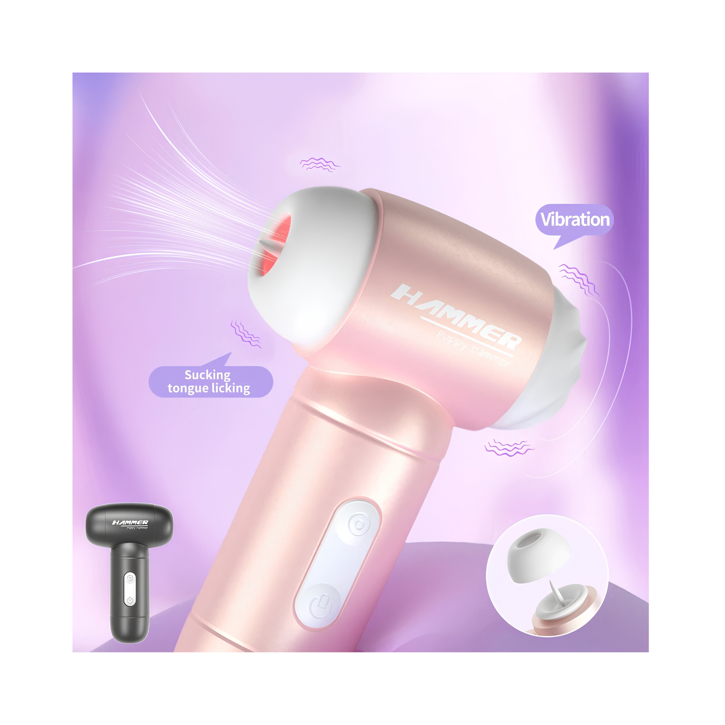 VIBRADOR 3EN1 SUCCIONADOR PUNTO G MARTILLO