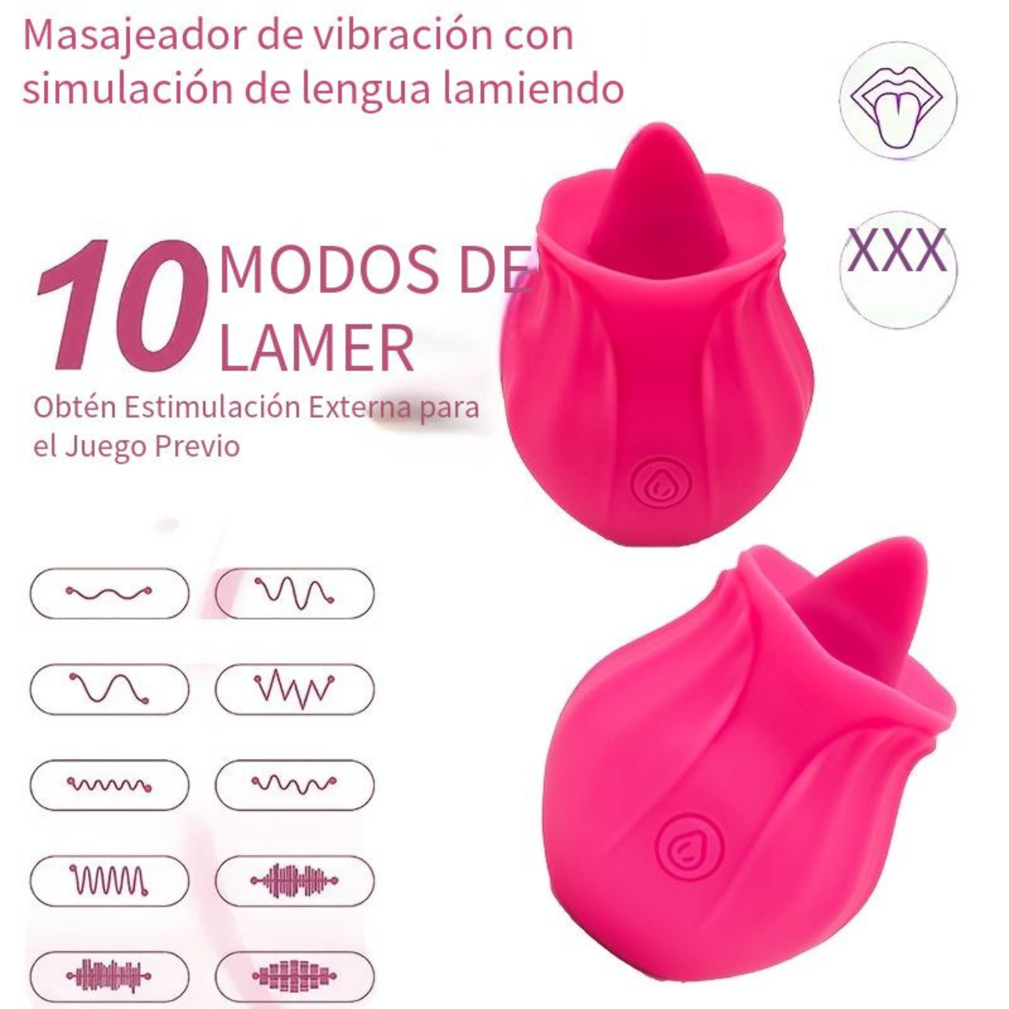 Rosa Vibrador  Lengua Consolador Punto G 10 Velocidades