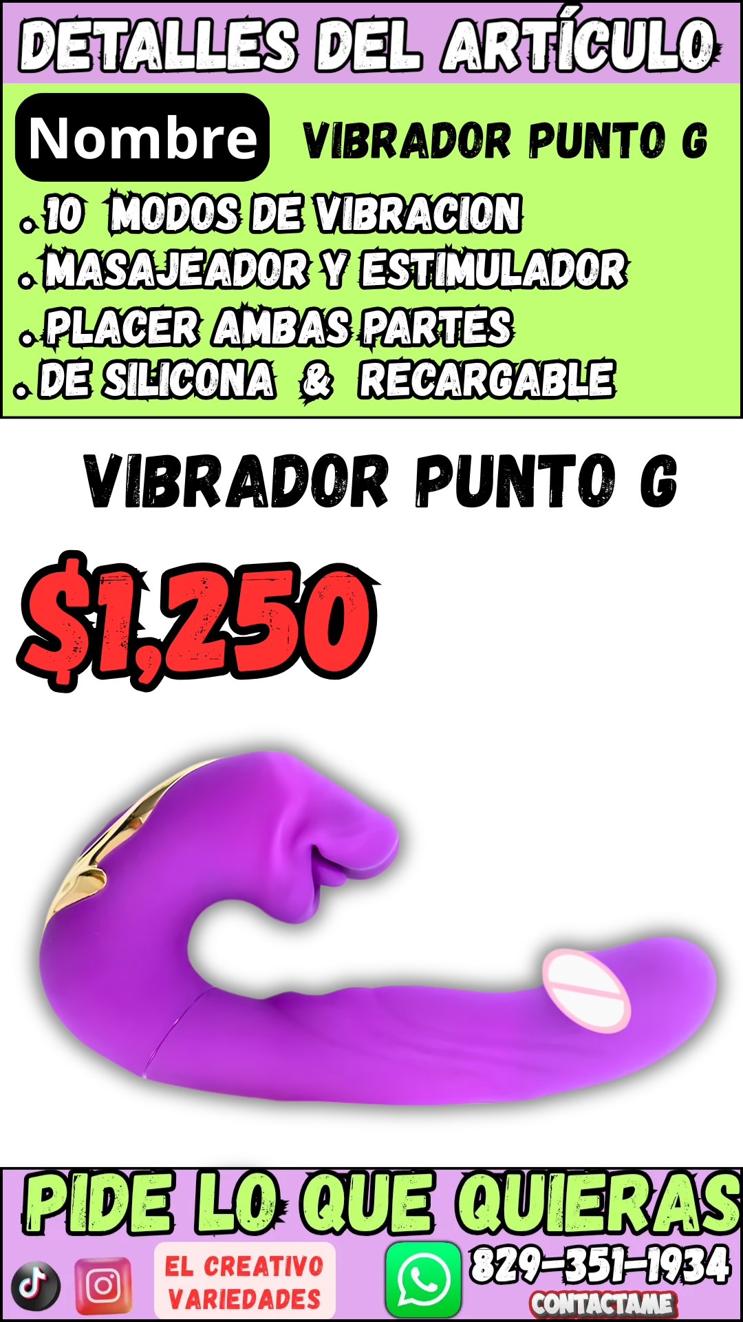 VIBRADOR TELESCOPICO PUNTO G LAMEDOR
